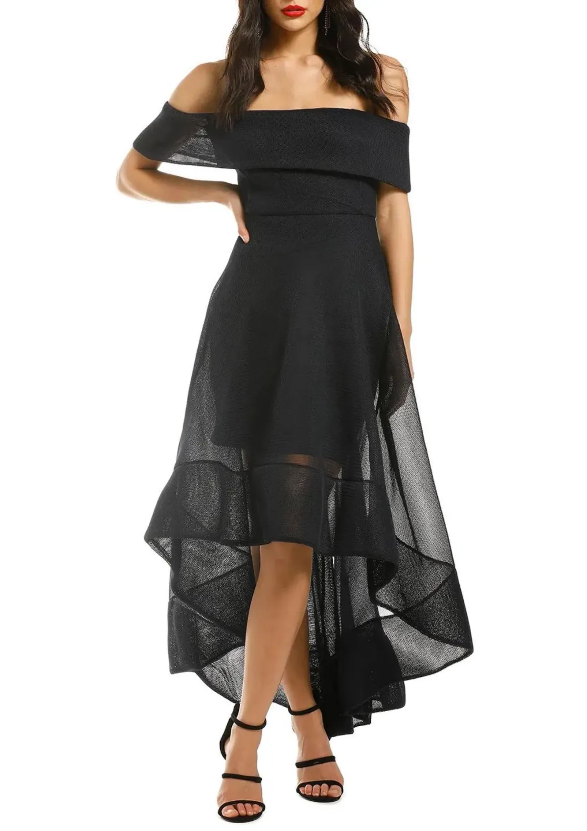 Bronx And Banco Tulip Off Shoulder Dress in Black Size 6 for rent on The Volte - main image