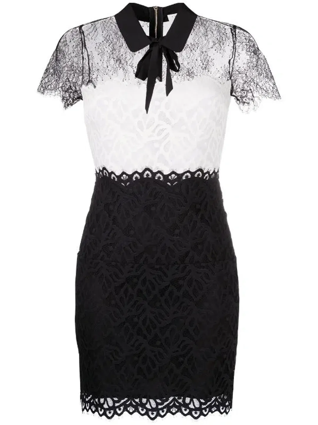 Sandro Two Tone Lace Mini Dress Ecru/Black Size 10 for rent on The Volte - main image