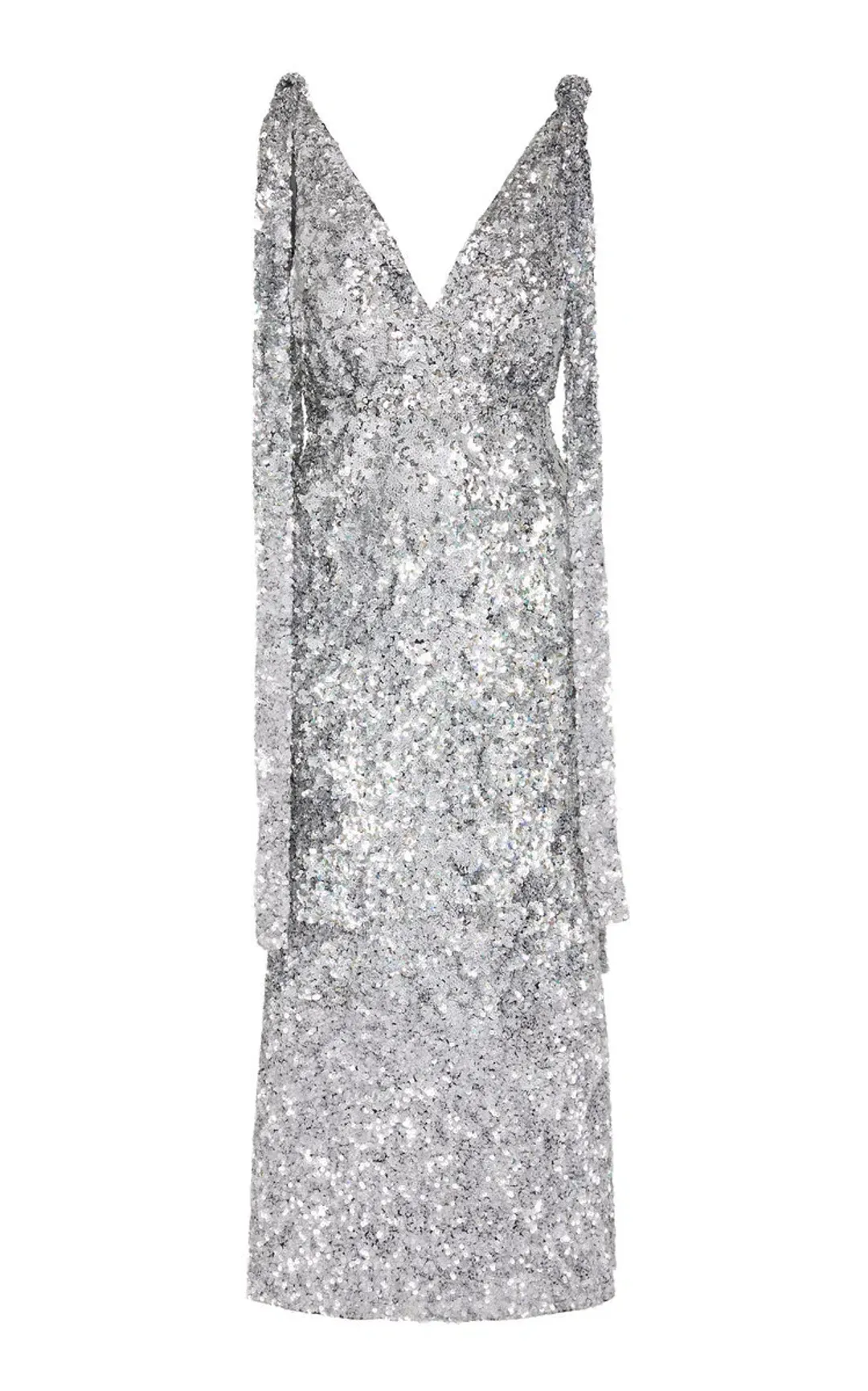 Rachel Gilbert Jacinta Sequined Midi Dress Silver Size 10 for rent on The Volte - main image