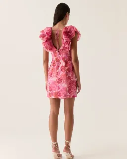 Aje Charmed Plunge Mini Dress Misty Rose Size 8 for rent on The Volte - image 2