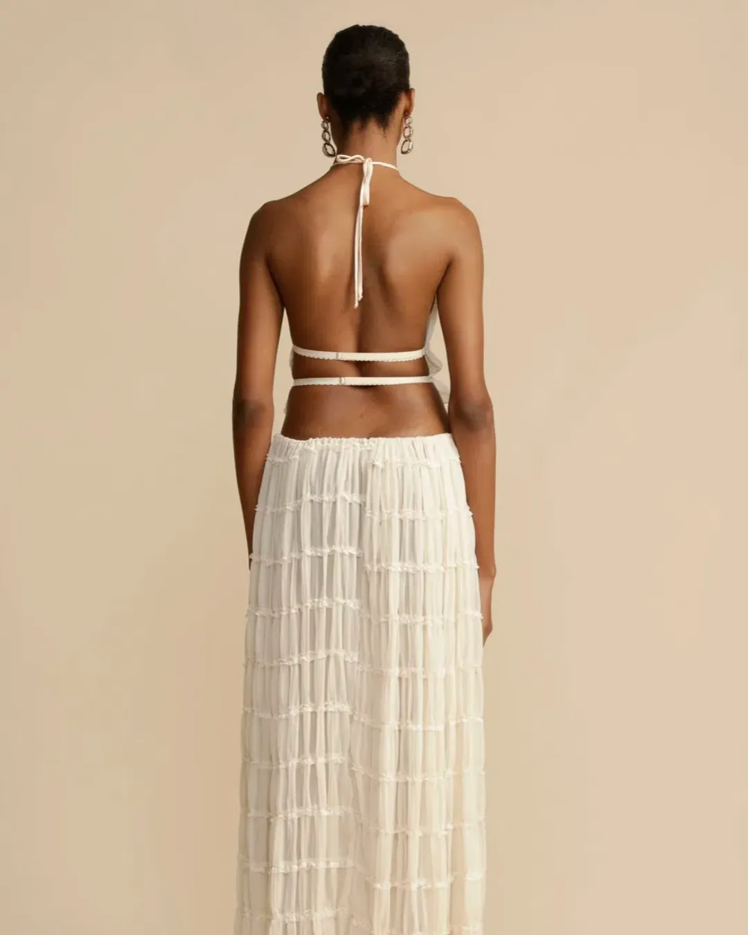 Arcina Ori Juliette Halter Top & Maxi Skirt Set Warm Cream Size S / AU 8 for rent on The Volte - main image