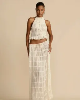 Arcina Ori Juliette Halter Top & Maxi Skirt Set Warm Cream Size S / AU 8 for rent on The Volte - image 2