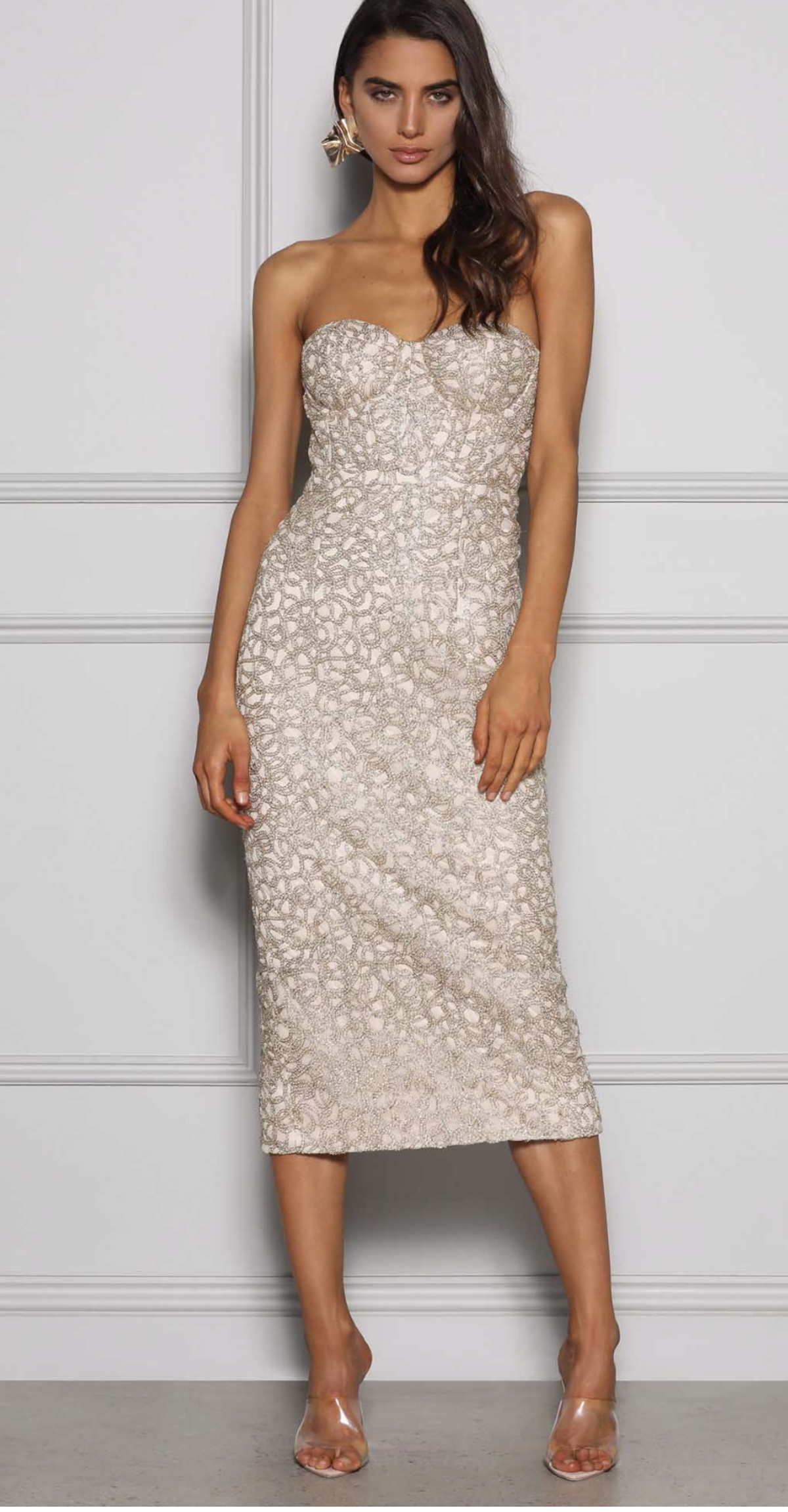 Elle Zeitoune Jayce Dress Champagne Gold Size 6 for rent on The Volte - main image