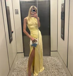 Misha Costantina Satin Gown in Soft Gold Yellow Size 8/S for rent on The Volte - image 9