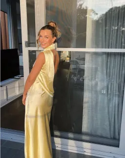 Misha Costantina Satin Gown in Soft Gold Yellow Size 8/S for rent on The Volte - image 4