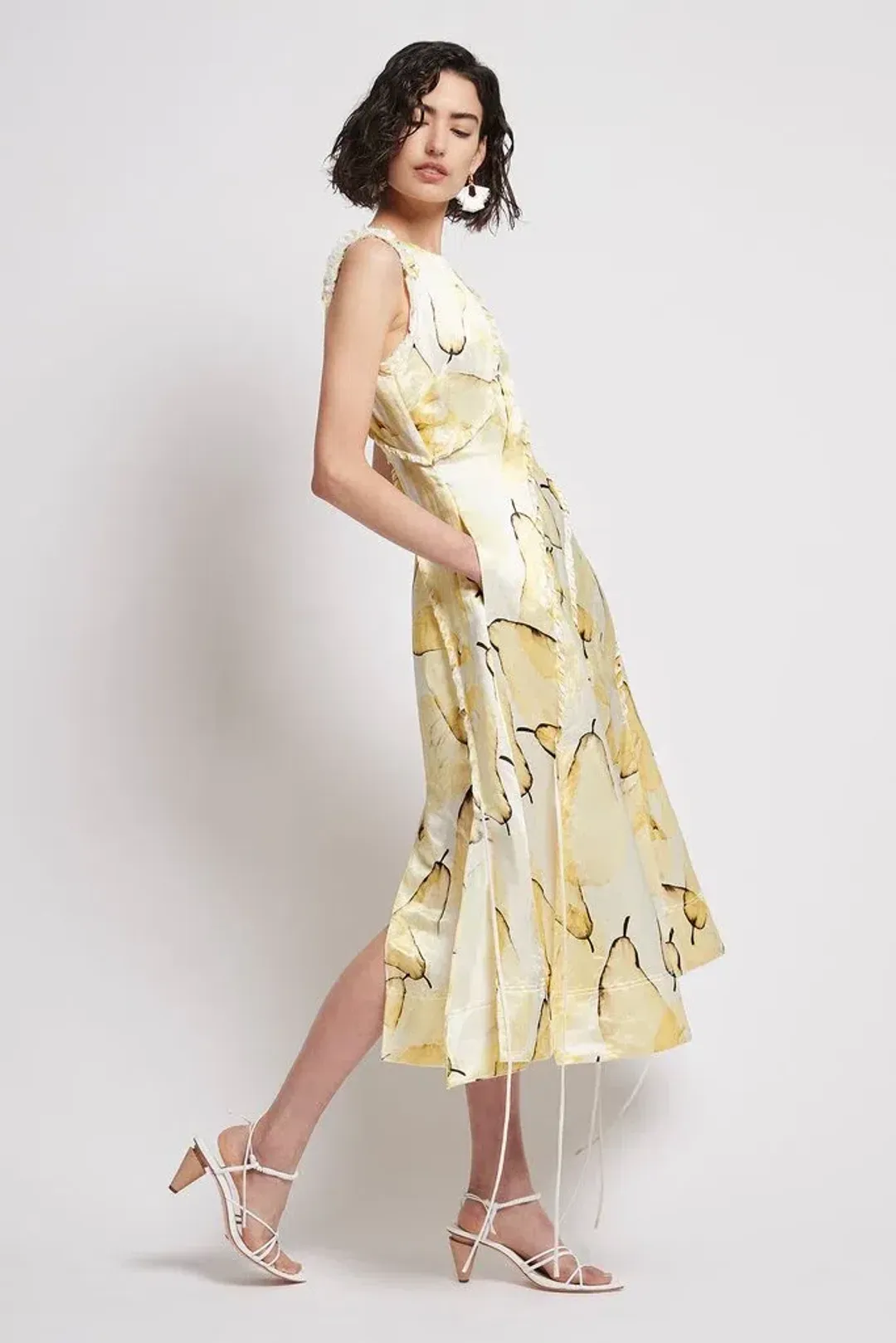 Aje Unlace Sleeveless Midi Dress Yellow Size 12 for rent on The Volte - main image