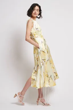 Aje Unlace Sleeveless Midi Dress Yellow Size 12 for rent on The Volte - image 2