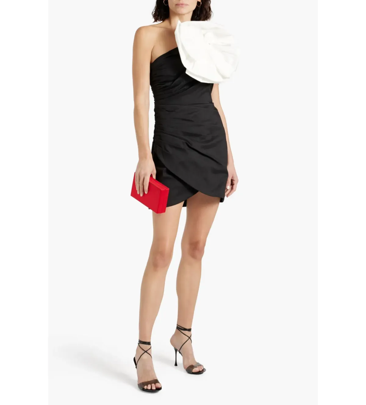Rachel Gilbert Evana Strapless Floral-appliquéd Poplin Mini Dress In Black Size S/Au 8 for rent on The Volte - main image