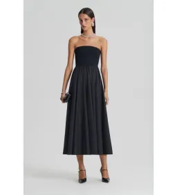 Scanlan Theodore  Crepe Knit Cotton Strapless Dress Black Size 8 for rent on The Volte - image 1