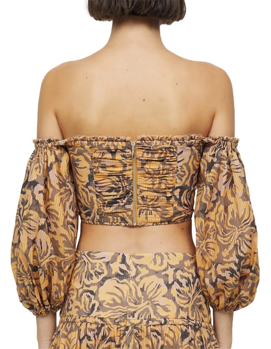 Bec & Bridge Samara Long Sleeve Crop Top Floral Print Size 8/S for rent on The Volte - main image
