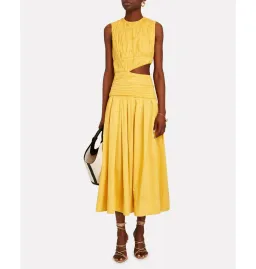 Aje Cascade Midi Dress Yellow Size AU 10 for rent on The Volte - image 1