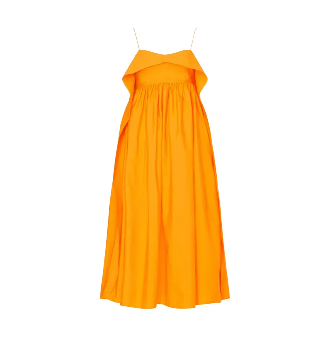 Cecilie Bahnsen Susa Midi Dress Orange Size AU 8  for rent on The Volte - main image