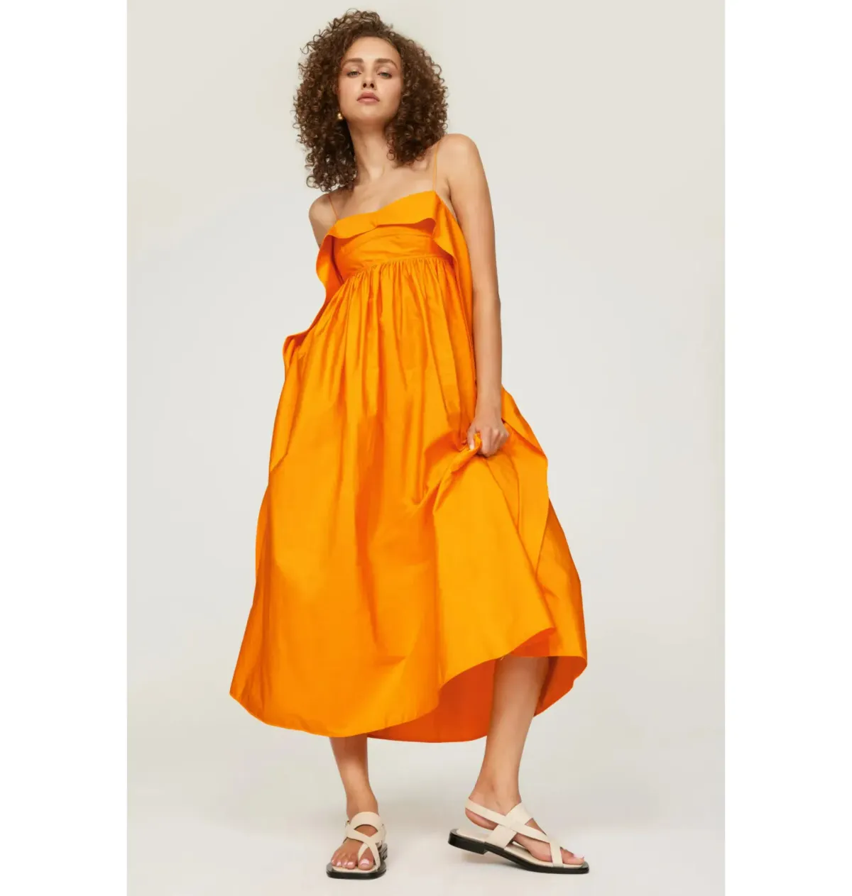 Cecilie Bahnsen Susa Midi Dress Orange Size AU 8  for rent on The Volte - main image