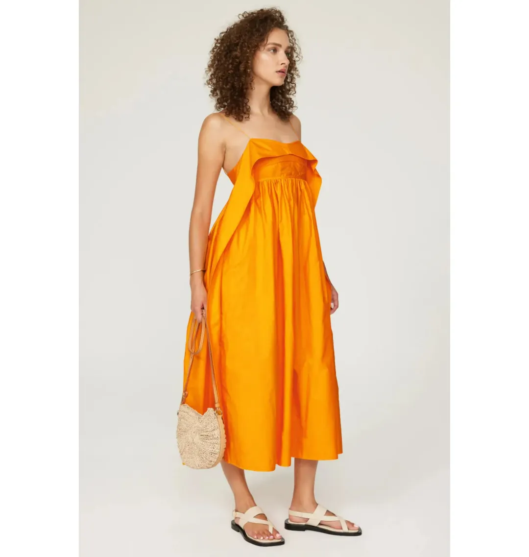 Cecilie Bahnsen Susa Midi Dress Orange Size AU 8  for rent on The Volte - main image