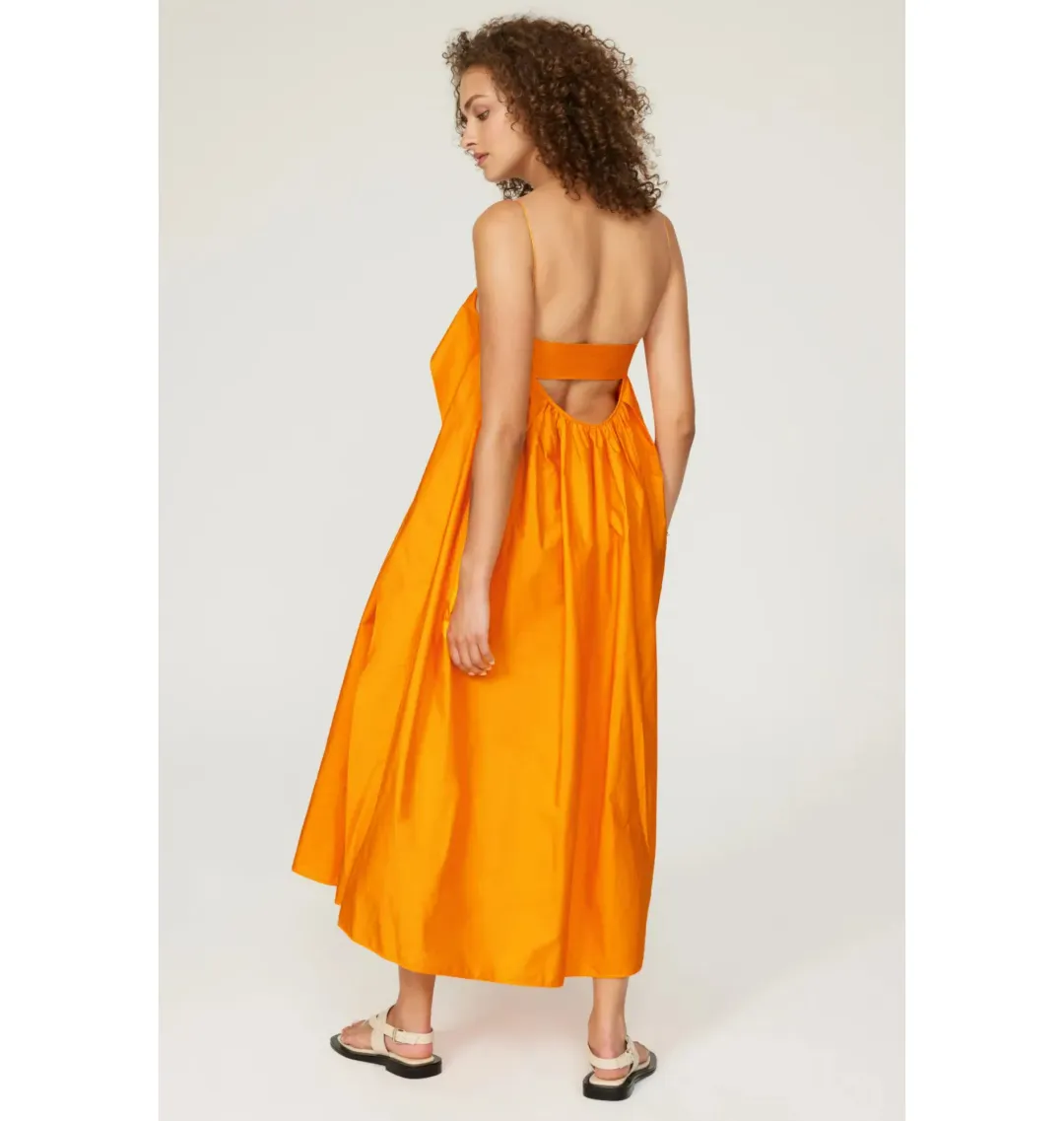 Cecilie Bahnsen Susa Midi Dress Orange Size AU 8  for rent on The Volte - main image