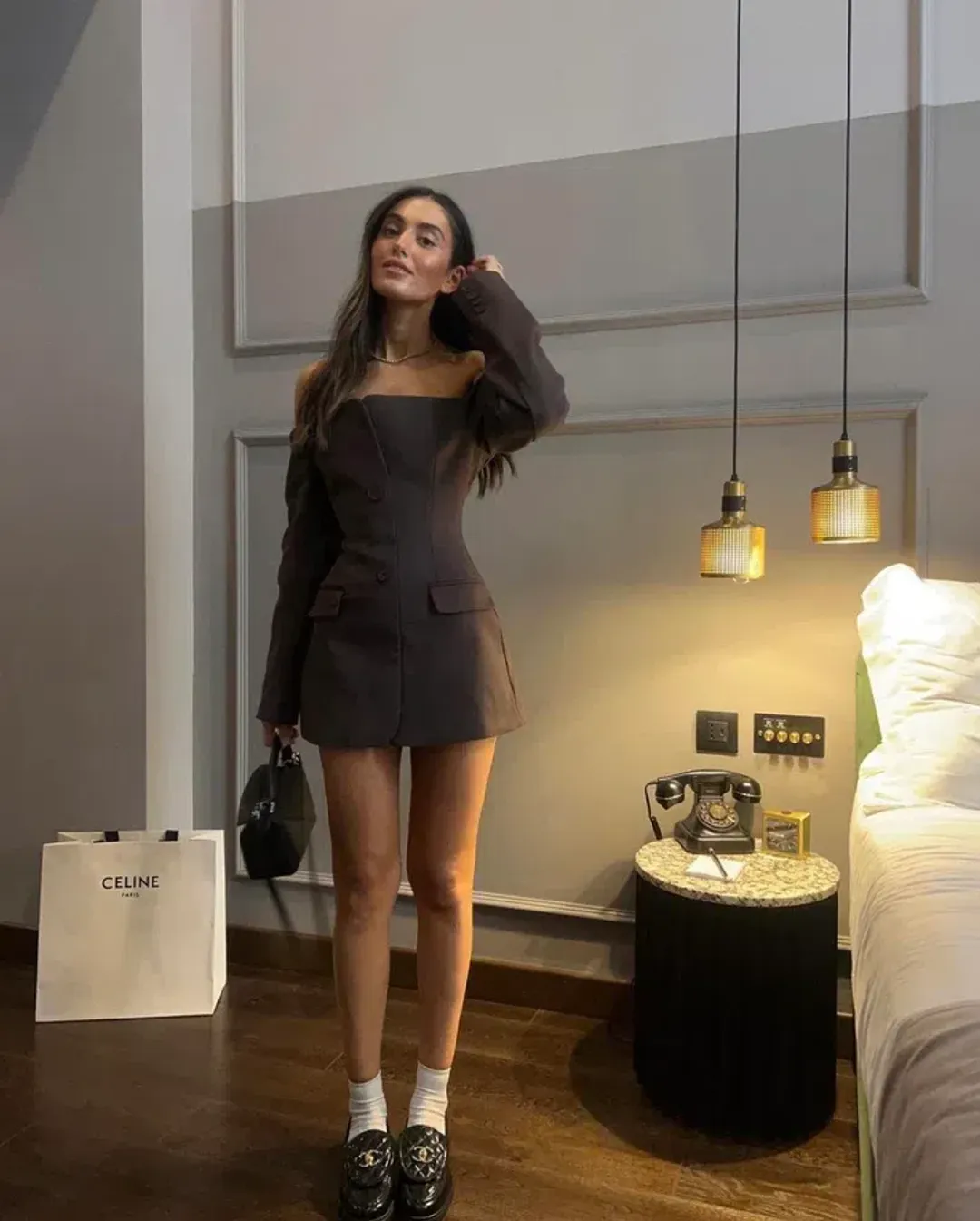 Sir The Label Sandrine Mini Dress Brown Size AU 6 for rent on The Volte - main image