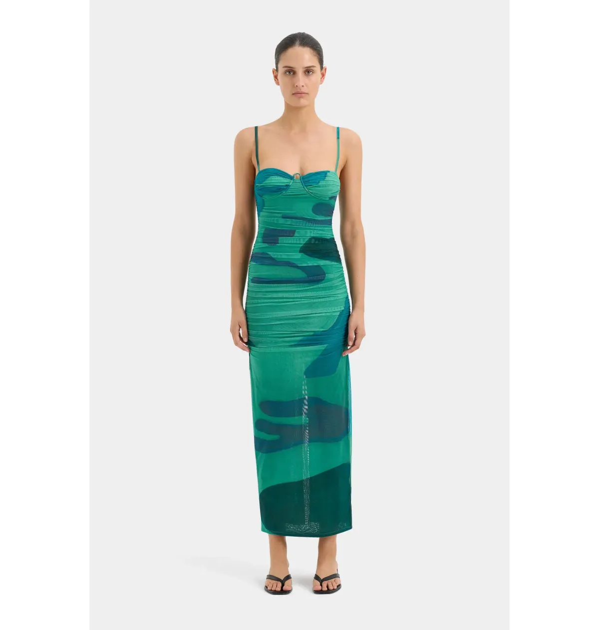 Sir the Label Frankie Midi Dress Emerald Reflection Size AU 6 for rent on The Volte - main image