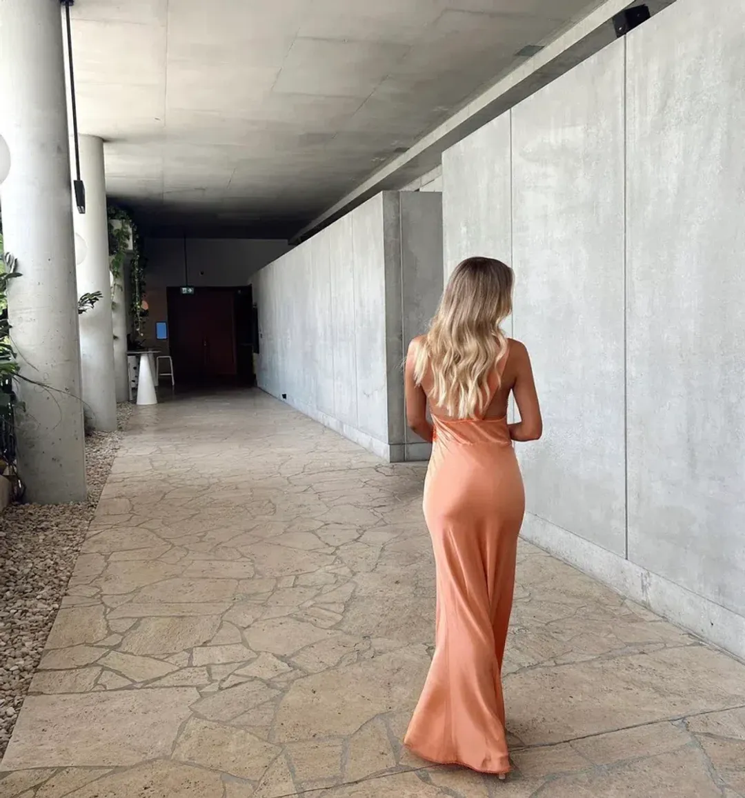 Sir the Label Aries Cut Out Gown in Peach Size AU 8  for rent on The Volte - main image