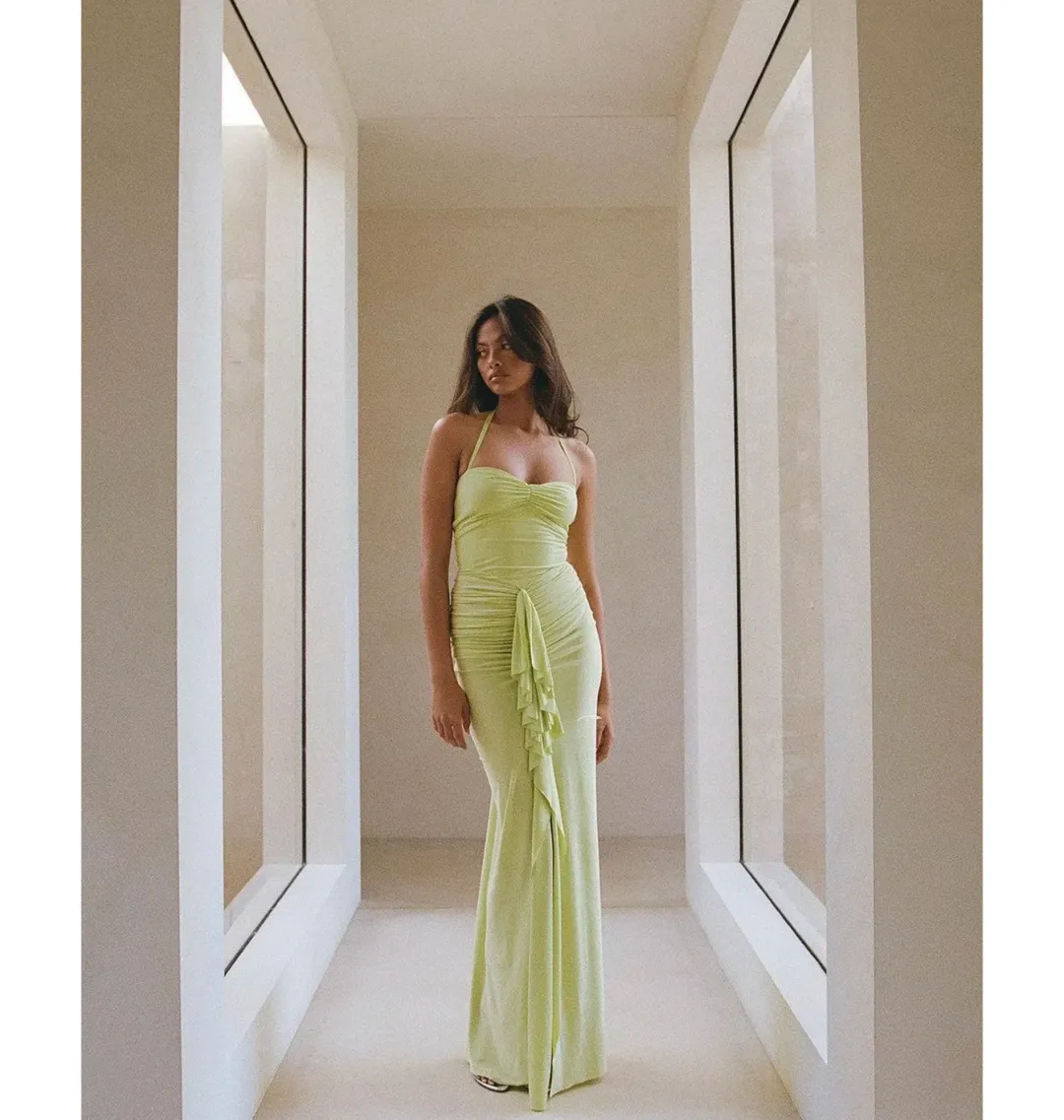 Natalie Rolt Shontae Gown In Citron Size 1 / AU 8 for rent on The Volte - main image