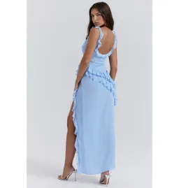 House Of CB Ariela Ruffle Maxi Dress Soft Blue Size Small / AU 8 for rent on The Volte - image 3