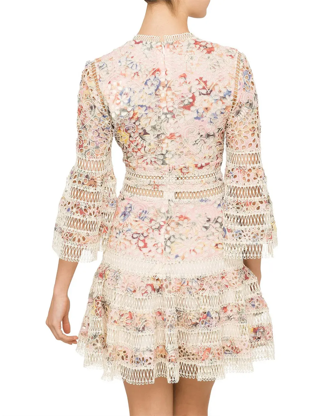 Zimmermann Lovelorn Floral Flutter Mini Dress Pink Floral Size 0 / AU 8 for rent on The Volte - main image