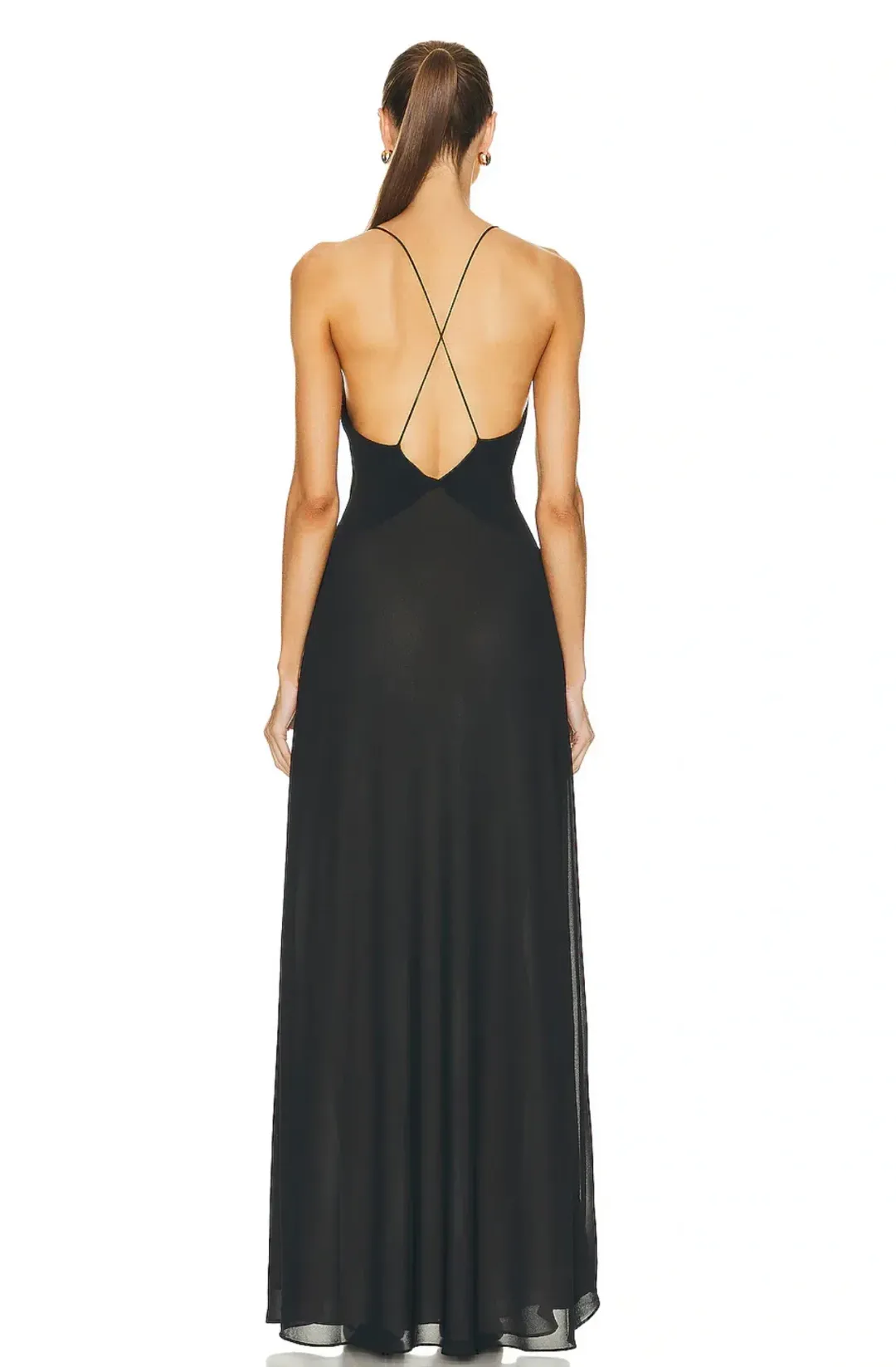 Helsa Deep V Sheer Slip Dress Black Size 8 for rent on The Volte - main image
