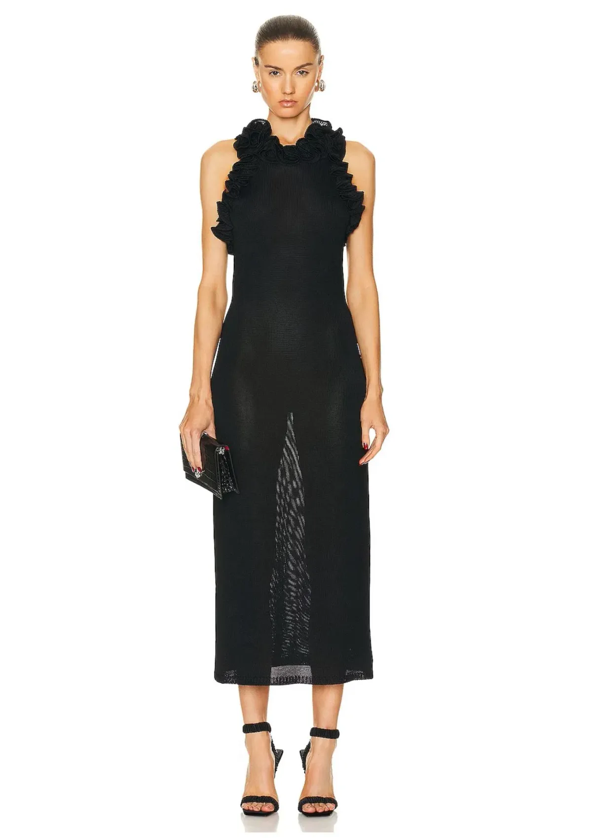 Zimmermann Matchmaker Ruffle Neck Midi Dress Black Size 0 / AU 8 for rent on The Volte - main image