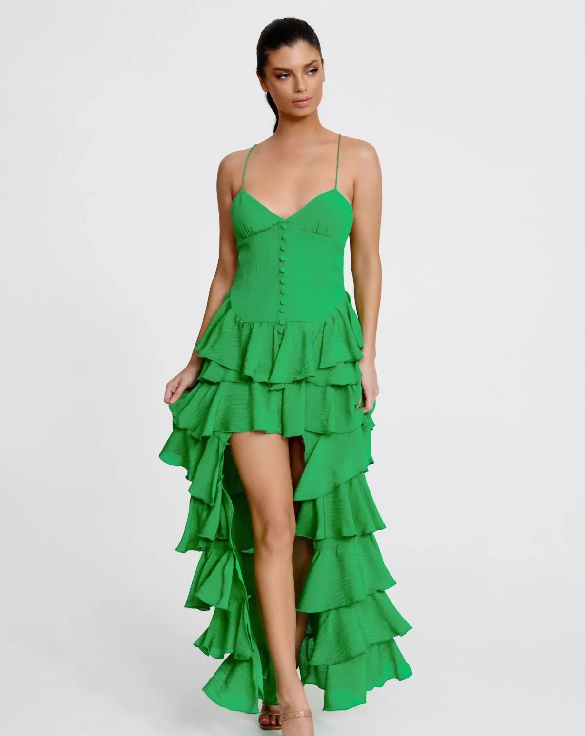 Derma Department Barcelona Maxi Dress Emerald Green Size 6 for rent on The Volte - main image