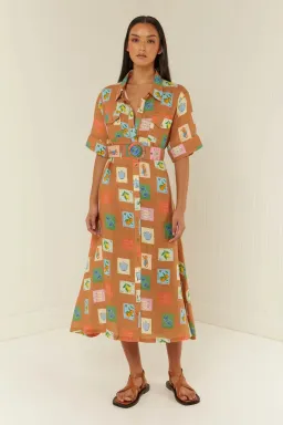 Palm Noosa Souvenir Dress Brown Emblem Size 14 for rent on The Volte - image 1