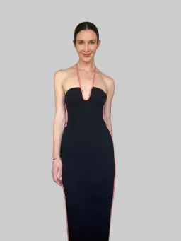 Paris Georgia Nassia Midi Dress Black & Pink Leather Size 10 for rent on The Volte - image 2