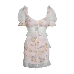For Love and Lemons Nola Mini Romantic Pink Lace Dress Blush Size S/ AU 8 for rent on The Volte - image 3