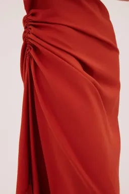 Bianca Spender Rust Satin Cosby Dress Size 10 for rent on The Volte - image 2