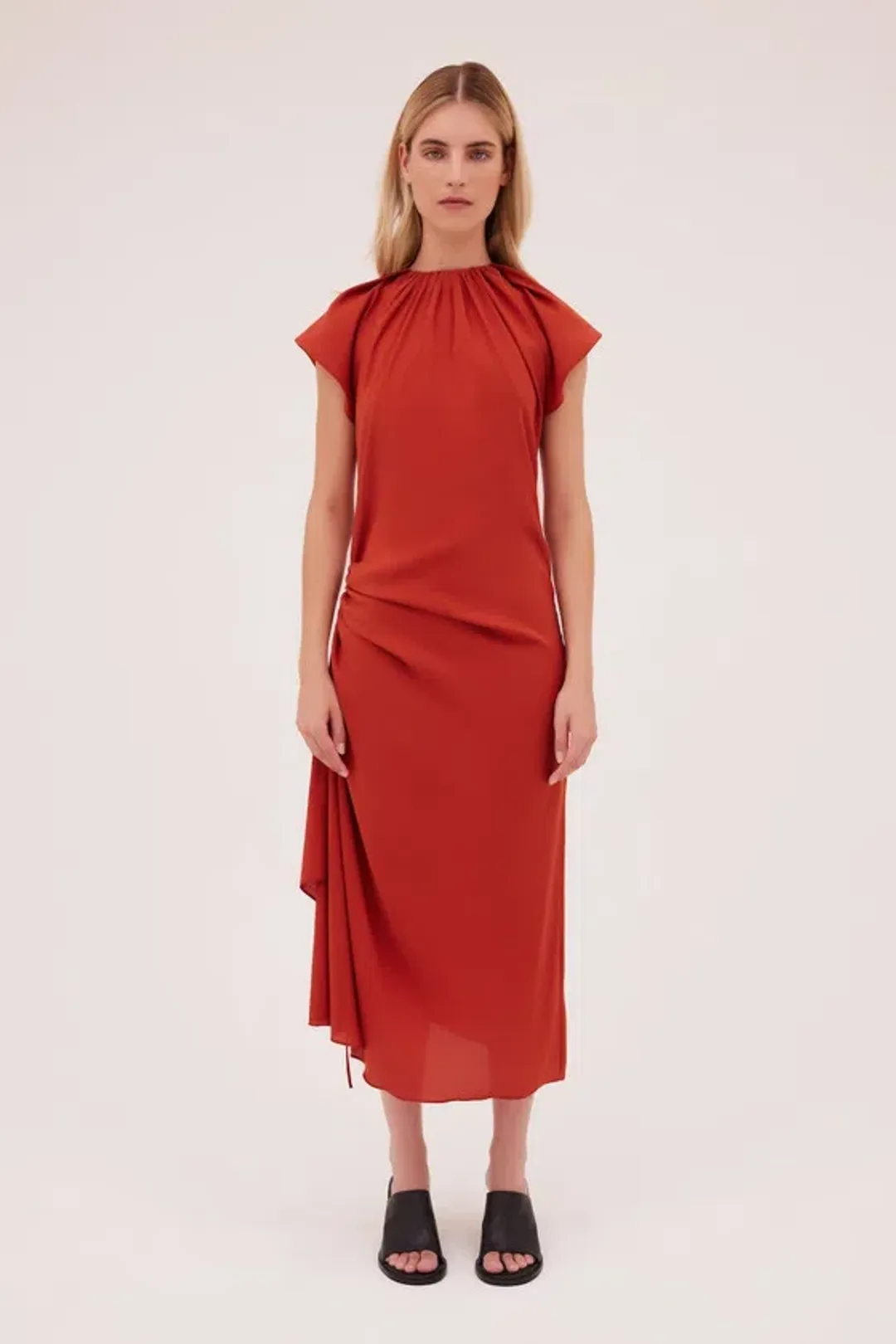 Bianca Spender Rust Satin Cosby Dress Size 10 for rent on The Volte - main image