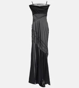 Jacquemus La Robe Draggiu Silk-Blend Maxi Dress in Black Size 36/AU 8 for rent on The Volte - image 5
