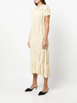 Toteme Ruched Silk Dress Yellow Cream Size 38 / AU 10 for rent on The Volte - image 2