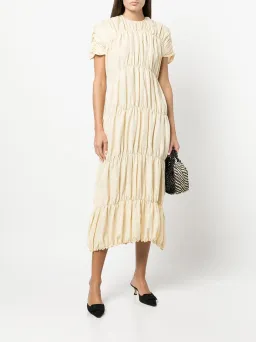 Toteme Ruched Silk Dress Yellow Cream Size 38 / AU 10 for rent on The Volte - image 1