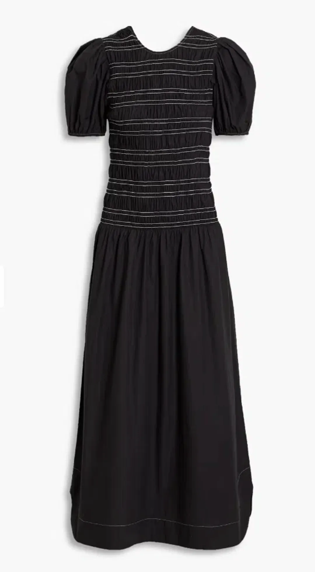 Ganni Poplin Shirred Dress Black Size 38/ AU 10 for rent on The Volte - main image