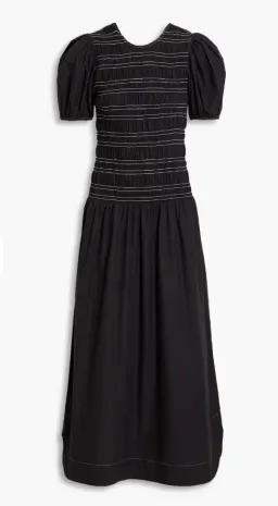 Ganni Poplin Shirred Dress Black Size 38/ AU 10 for rent on The Volte - image 4