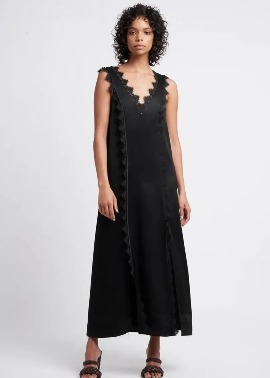 Aje Veil Slip Lace Silk Dress Black Size 10 for rent on The Volte - main image
