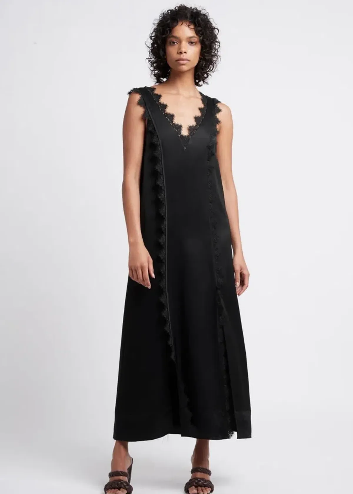 Aje Veil Slip Lace Silk Dress Black Size 10 for rent on The Volte - main image