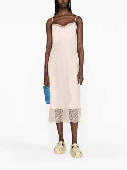 Simone Rocha Lace Trim Slip Midi Dress Pink Size 12 for rent on The Volte - image 1