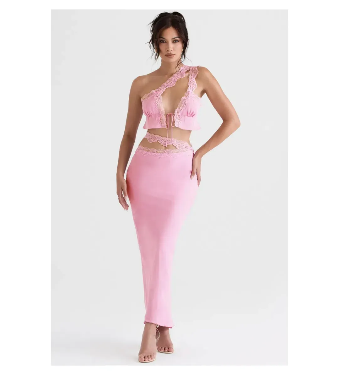 House of CB Lorena Top & Mathilda Lace Trim Set Pink S/Au 8  for rent on The Volte - main image
