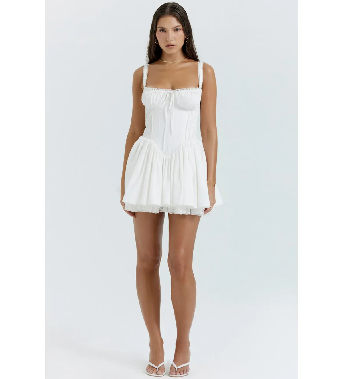 House of CB Pietra Corset Mini Dress White Size 8  for rent on The Volte - main image