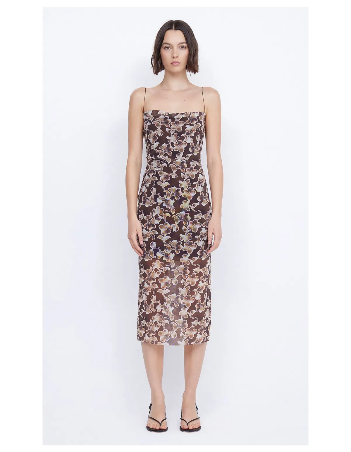 Bec & Bridge Herlani Singlet Midi Dress Hibiscus Choc Size 8  for rent on The Volte - main image