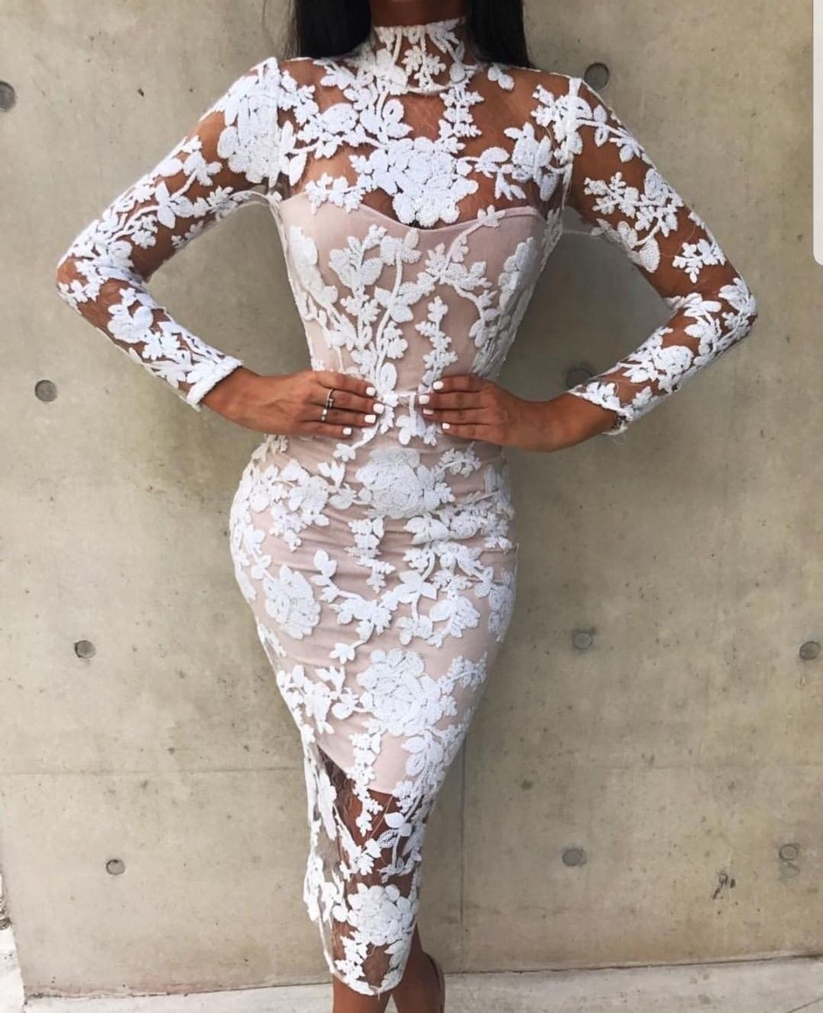 Enchant Long Sleeve Midi Dress  for rent on The Volte - main image