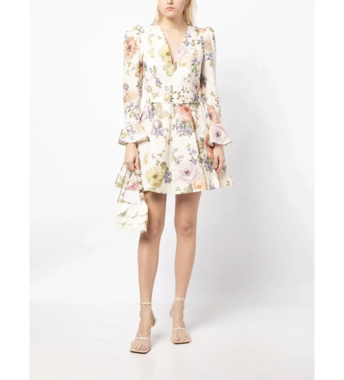 Zimmermann Luminosity Mini Dress Multi Floral Cream Size 0 / AU 6 for rent on The Volte - main image