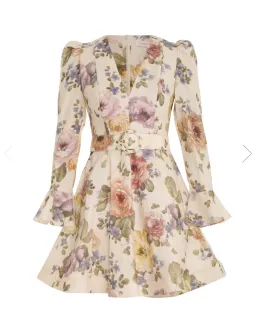 Zimmermann Luminosity Mini Dress Multi Floral Cream Size 0 / AU 6 for rent on The Volte - image 3