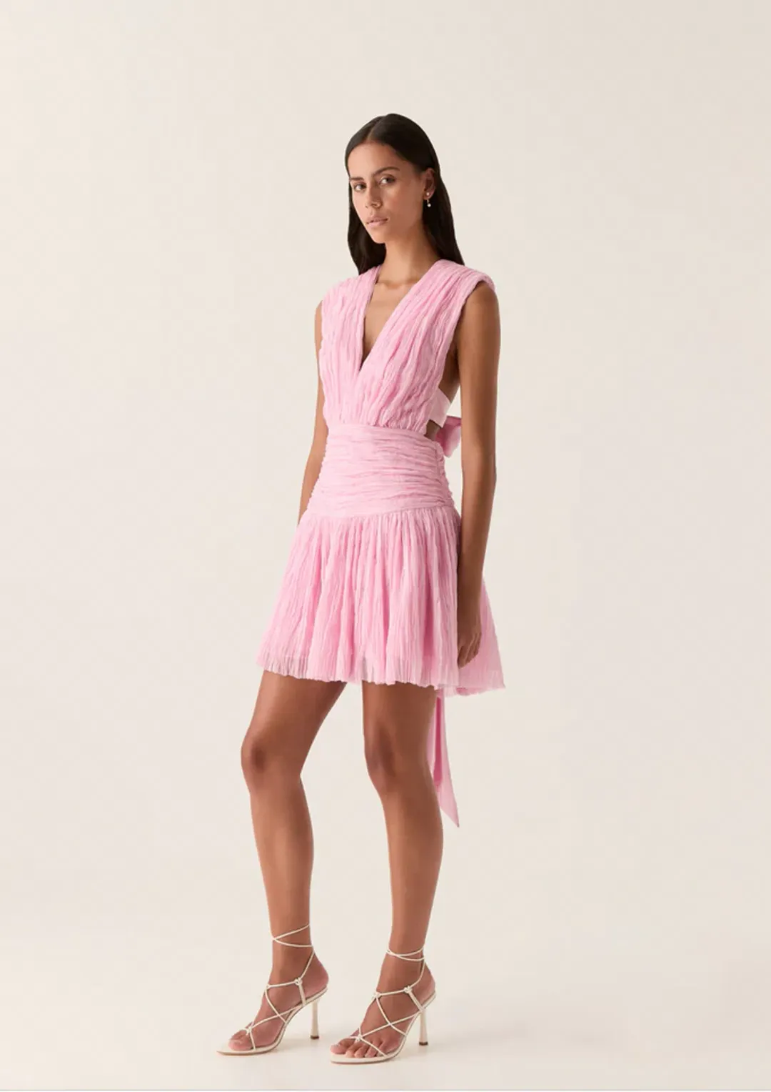 Aje Escapist Mini Dress Pink Size 6  for rent on The Volte - main image