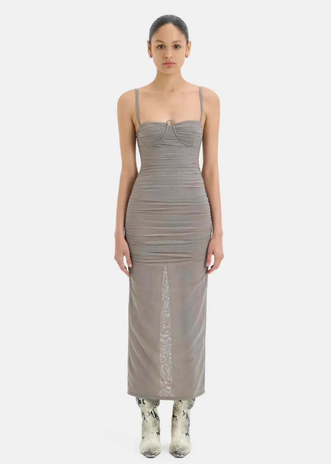 Sir The Label Jacques Gathered Midi Dress Slate Size 0 /Au 6 for rent on The Volte - main image
