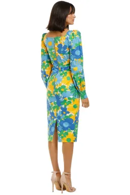 By Johnny Sunday Floral Cuff Sleeve Midi Dress Multi Size 8 for rent on The Volte - image 3